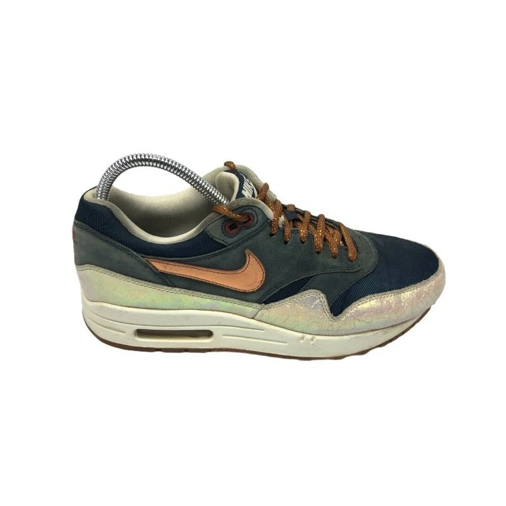 Nike Air Max 1‎ Sneakers Womens 9 Blue Grey Bronze Iridescent Low Top